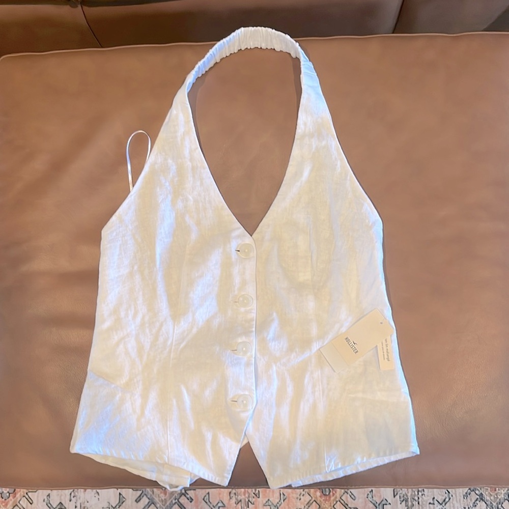 Linen-Blend Halter Vest